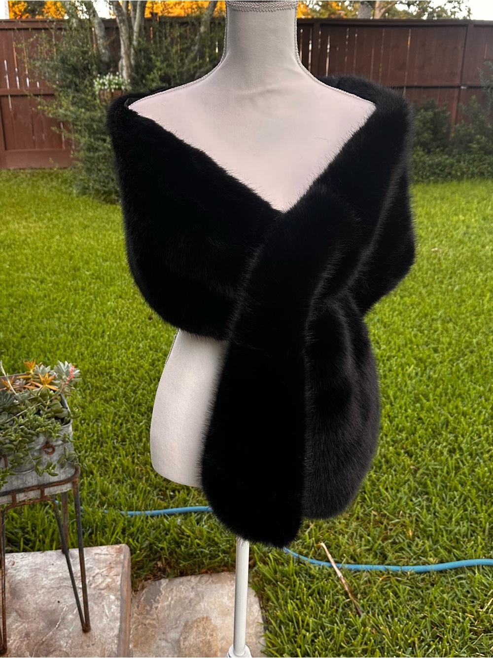 Classic Black Faux Fur Stole - Luxurious Women's Wrap